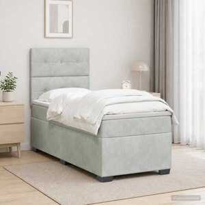 Imagine vidaXL Pat boxspring cu saltea Gri deschis 80 x 200 cm Catifea