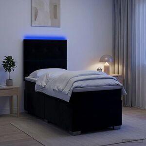 Imagine vidaXL Pat boxspring cu saltea cu benzi LED Negru 80 x 200 cm Catifea