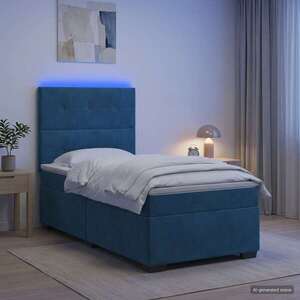 Imagine vidaXL Pat boxspring cu saltea albastru 80 x 200 cm Catifea