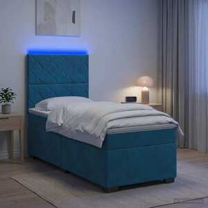 Imagine vidaXL Pat boxspring cu saltea albastru 100 x 200 cm Catifea