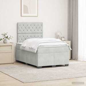 Imagine vidaXL Pat boxspring cu saltea Gri deschis 120 x 200 cm Catifea