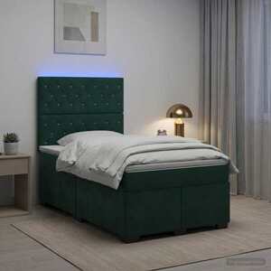 Imagine vidaXL Pat boxspring cu saltea Verde închis 120 x 200 cm Catifea