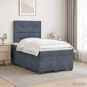 Imagine vidaXL Pat boxspring cu saltea Gri închis 120 x 200 cm Catifea