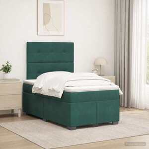 Imagine vidaXL Pat boxspring cu saltea Verde închis 120 x 200 cm Catifea