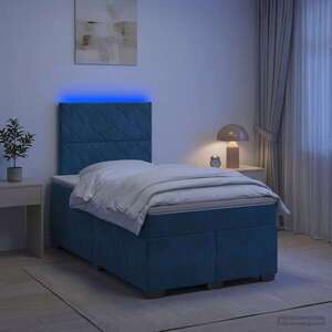 Imagine vidaXL Pat boxspring cu saltea albastru 120 x 200 cm Catifea