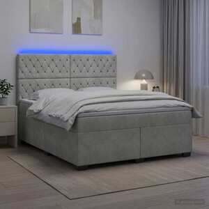 Imagine vidaXL Pat boxspring cu saltea Gri deschis 140 x 190 cm Catifea