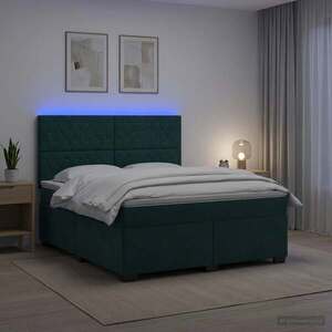 Imagine vidaXL Pat boxspring cu saltea Verde închis 140 x 190 cm Catifea