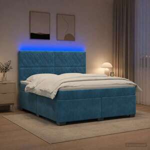 Imagine vidaXL Pat boxspring cu saltea albastru 140 x 190 cm Catifea