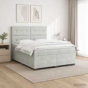 Imagine vidaXL Pat boxspring cu saltea Gri deschis 140 x 190 cm Catifea