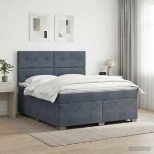 Imagine vidaXL Pat boxspring cu saltea Gri închis 140 x 190 cm Catifea