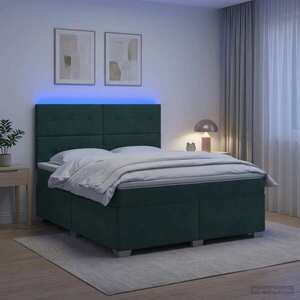 Imagine vidaXL Pat boxspring cu saltea Verde închis 140 x 190 cm Catifea