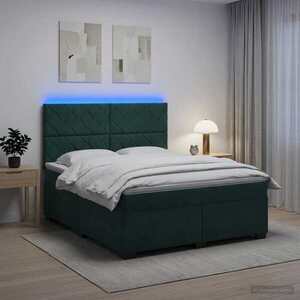 Imagine vidaXL Pat boxspring cu saltea Verde închis 140 x 190 cm Catifea