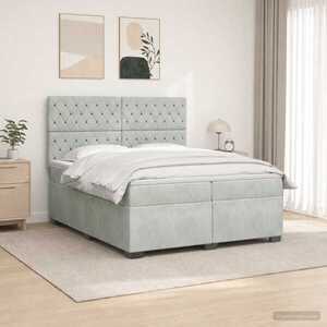Imagine vidaXL Pat boxspring cu saltea Gri deschis 200 x 200 cm Catifea