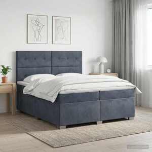 Imagine vidaXL Pat boxspring cu saltea Gri închis 200 x 200 cm Catifea