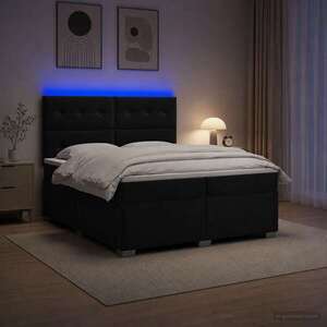 Imagine vidaXL Pat boxspring cu saltea cu benzi LED Negru 200 x 200 cm Catifea