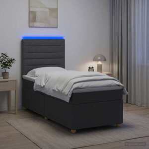 Imagine vidaXL Pat boxspring cu saltea Gri închis 80 x 200 cm Țesătură