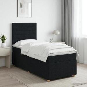 Imagine vidaXL Pat boxspring cu saltea cu benzi LED Negru 80 x 200 cm Țesătură