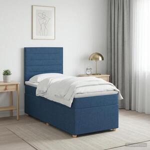 Imagine vidaXL Pat boxspring cu saltea albastru 80 x 200 cm Țesătură