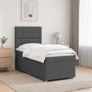 Imagine vidaXL Pat boxspring cu saltea Gri închis 80 x 200 cm Țesătură