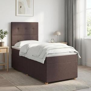 Imagine vidaXL Pat boxspring cu saltea Maro închis 80 x 200 cm Țesătură