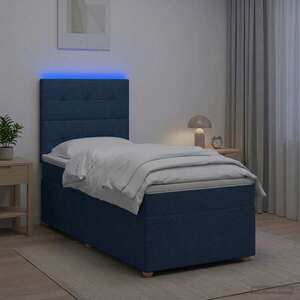 Imagine vidaXL Pat boxspring cu saltea albastru 80 x 200 cm Țesătură