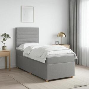 Imagine vidaXL Pat boxspring cu saltea Gri deschis 100 x 200 cm Țesătură