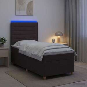 Imagine vidaXL Pat boxspring cu saltea Maro închis 100 x 200 cm Țesătură