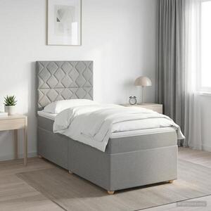 Imagine vidaXL Pat boxspring cu saltea Gri deschis 100 x 200 cm Țesătură