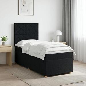 Imagine vidaXL Pat boxspring cu saltea Negru 100 x 200 cm Țesătură