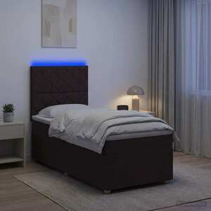 Imagine vidaXL Pat boxspring cu saltea Maro închis 100 x 200 cm Țesătură