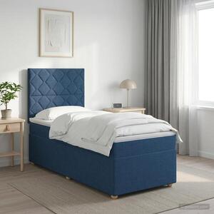 Imagine vidaXL Pat boxspring cu saltea albastru 100 x 200 cm Țesătură