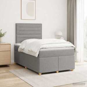 Imagine vidaXL Pat boxspring cu saltea Gri deschis 120 x 200 cm Țesătură