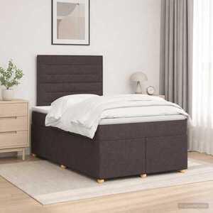 Imagine vidaXL Pat boxspring cu saltea Maro închis 120 x 200 cm Țesătură