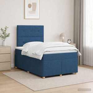 Imagine vidaXL Pat boxspring cu saltea albastru 120 x 200 cm Țesătură