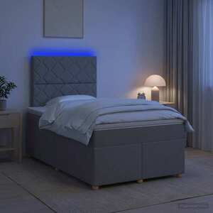 Imagine vidaXL Pat boxspring cu saltea Gri deschis 120 x 200 cm Țesătură