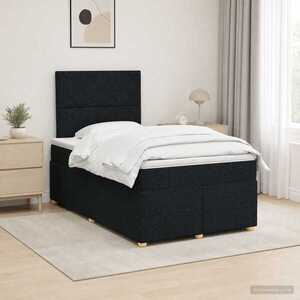Imagine vidaXL Pat boxspring cu saltea Negru 120 x 200 cm Țesătură