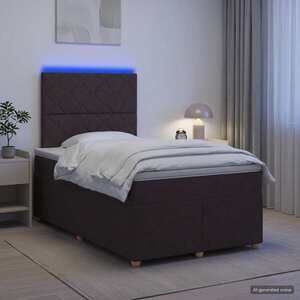 Imagine vidaXL Pat boxspring cu saltea Maro închis 120 x 200 cm Țesătură