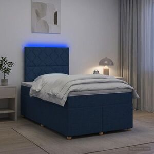 Imagine vidaXL Pat boxspring cu saltea albastru 120 x 200 cm Țesătură