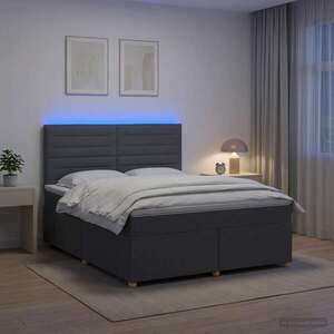 Imagine vidaXL Pat boxspring cu saltea Gri închis 140 x 190 cm Țesătură