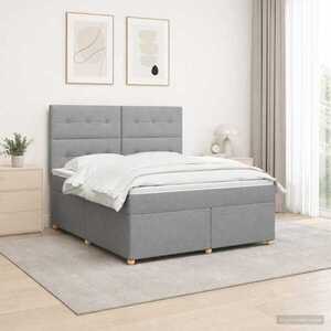 Imagine vidaXL Pat boxspring cu saltea Gri deschis 140 x 190 cm Țesătură