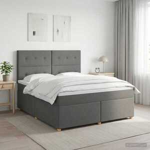 Imagine vidaXL Pat boxspring cu saltea Gri închis 140 x 190 cm Țesătură