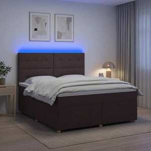 Imagine vidaXL Pat boxspring cu saltea Maro închis 140 x 190 cm Țesătură