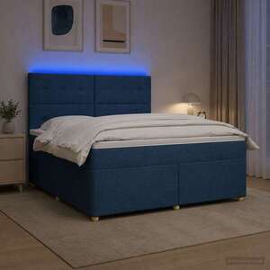 Imagine vidaXL Pat boxspring cu saltea albastru 140 x 190 cm Țesătură