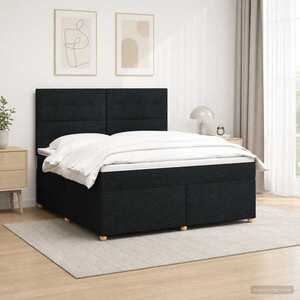 Imagine vidaXL Pat boxspring cu saltea Negru 160 x 200 cm Țesătură