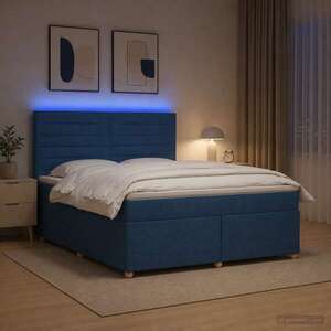 Imagine vidaXL Pat boxspring cu saltea albastru 180 x 200 cm Țesătură