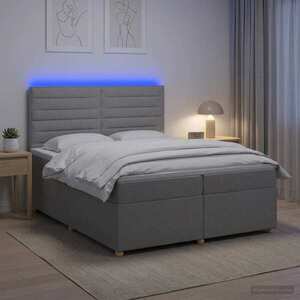 Imagine vidaXL Pat boxspring cu saltea Gri deschis 200 x 200 cm Țesătură