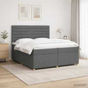 Imagine vidaXL Pat boxspring cu saltea Gri închis 200 x 200 cm Țesătură