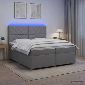 Imagine vidaXL Pat boxspring cu saltea Gri deschis 200 x 200 cm Țesătură