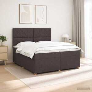 Imagine vidaXL Pat boxspring cu saltea Maro închis 200 x 200 cm Țesătură