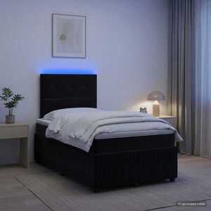 Imagine vidaXL Pat cu arcuri LED și saltea Negru 120 x 190 cm Catifea